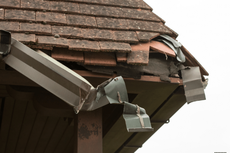 A damaged roof