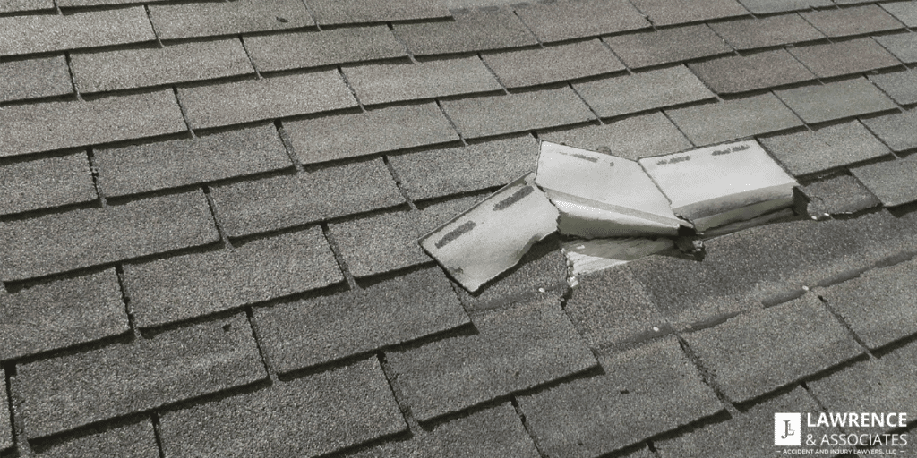 Damaged shingles on roof