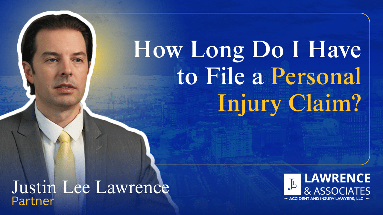 Justin headshot over thumbnail text 'how long do I have to file a personal injury claim?"