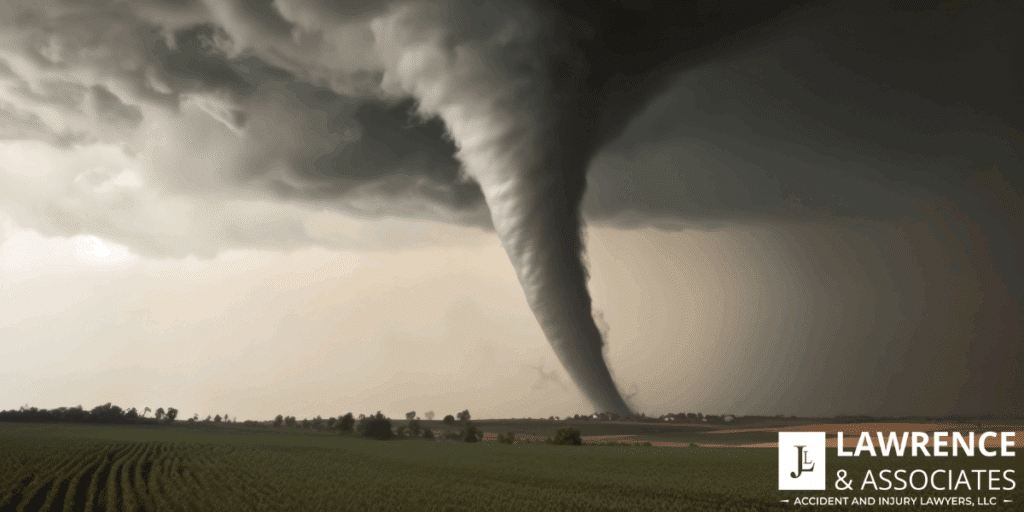 image of a tornado with the Lawrence & Associates logo