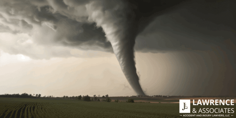 image of a tornado with the Lawrence & Associates logo