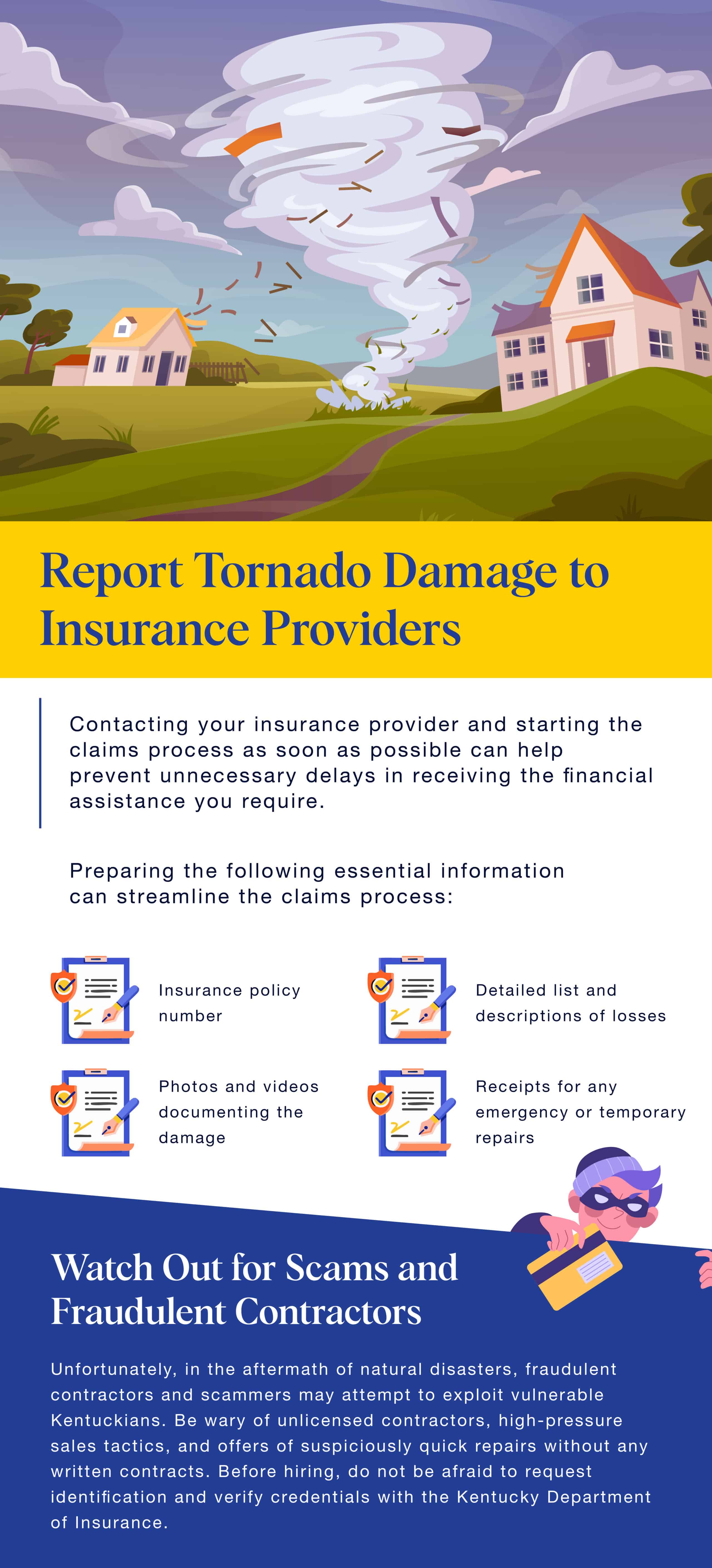 infographic outlining reporting torando damage to insurance providers