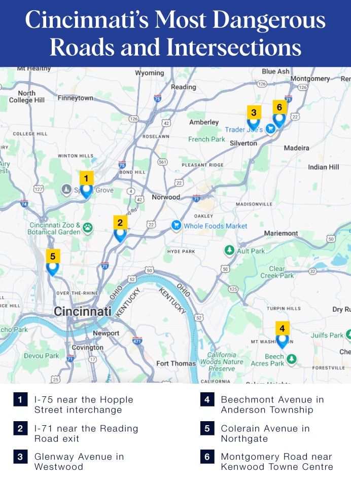Map of Cincinnatis most dangerous roads and intersections