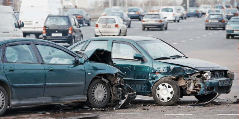 Two vehicles involved in a car wreck